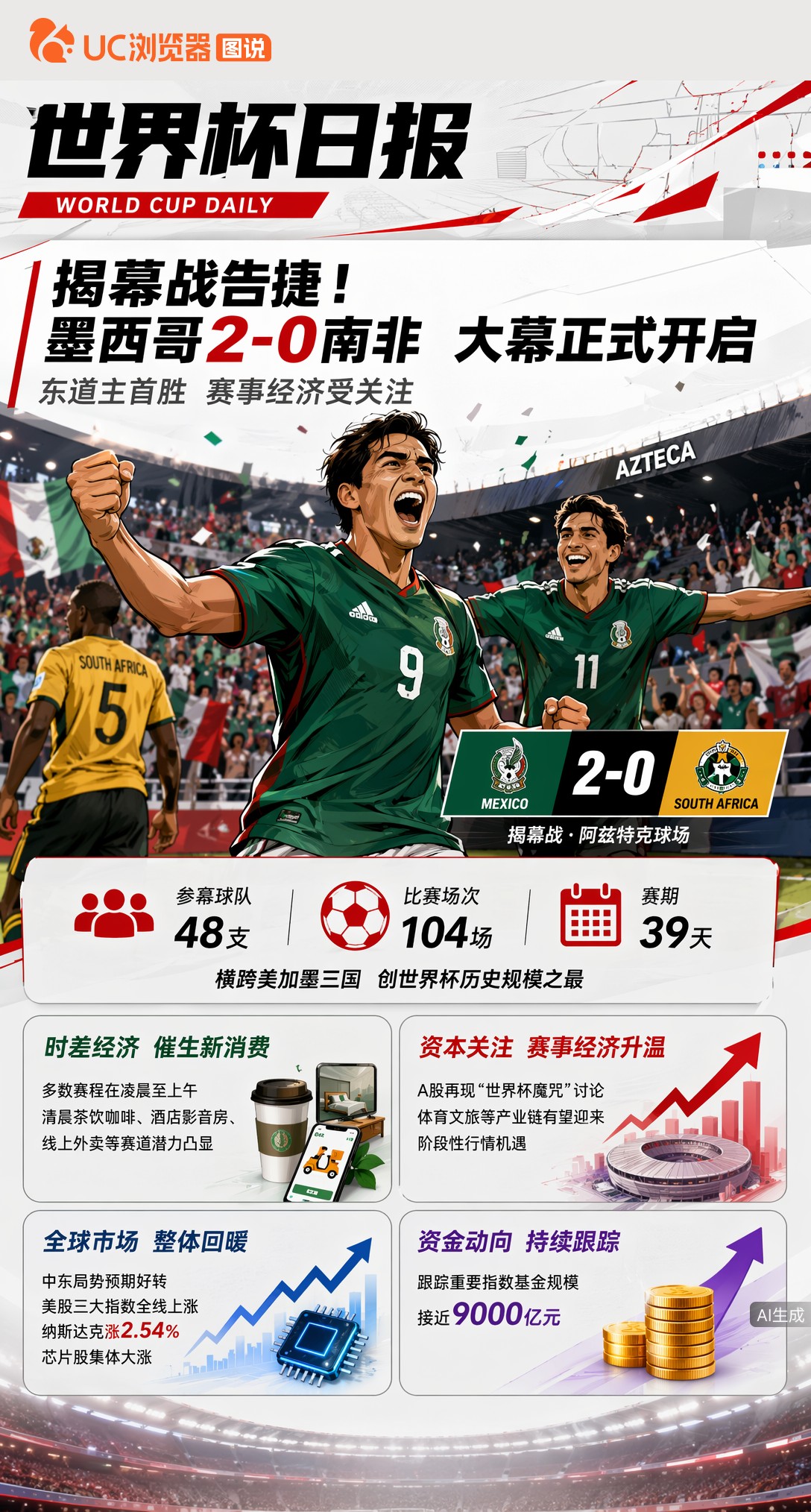 揭幕战告捷！东道主墨西哥2-0南非，2026世界杯大幕正式开启