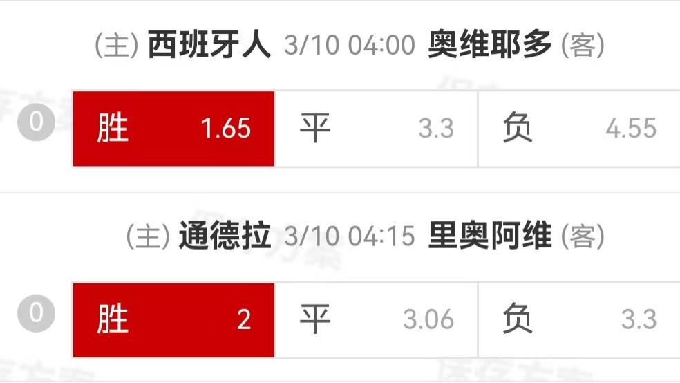 {一脚球}竞彩推荐：西班牙人VS皇家奥维耶多+通德拉VS里奥阿维