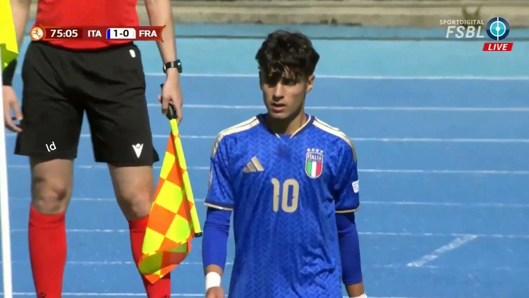 1-0，意大利U17力克法国U17，尤文小将首发造威胁