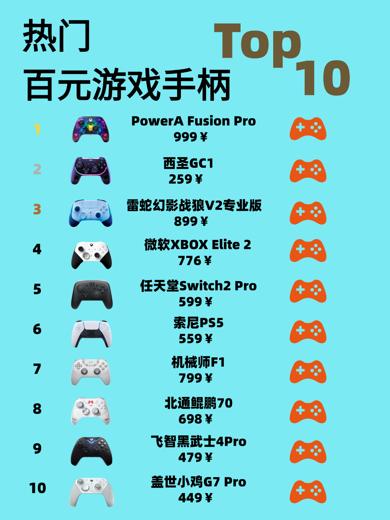 游戏手柄哪个牌子最好？十大公认最强游戏手柄排行榜