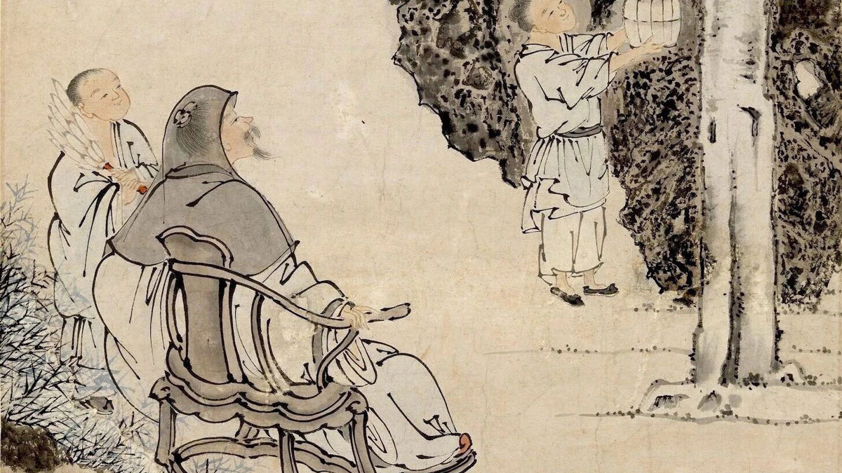 『集古名绘』童子攀枝，高士坐观：钱穀罕见人物画《洗桐图》里的清凉世界