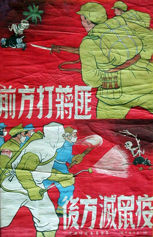 老版宣传画： 前方打蒋匪 后方灭鼠疫