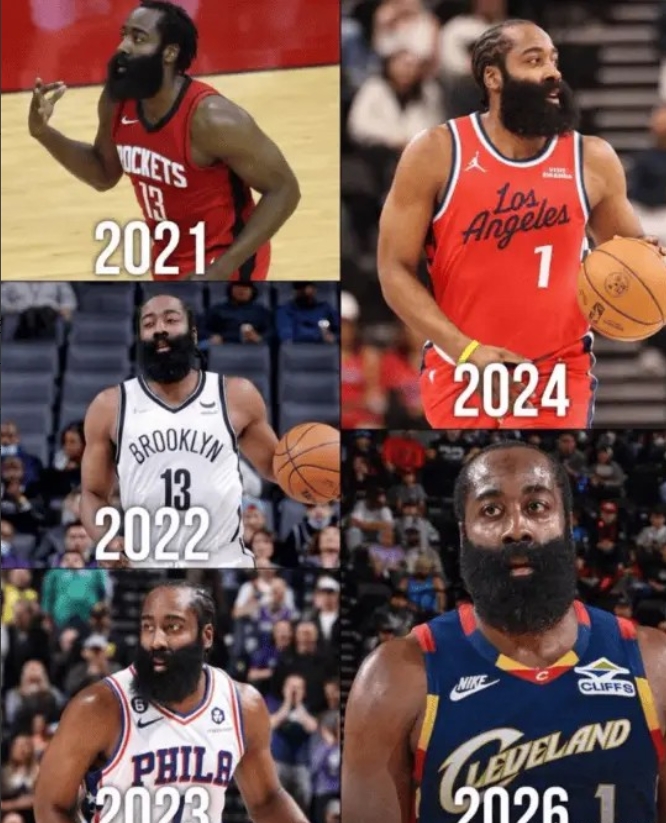 哈登成流浪汉了

哈登和加兰互换东家，美媒BrickCenter晒出一张图片并写