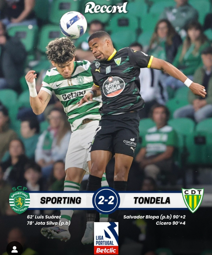 里斯本彻底拉胯掉链子了！
刚刚结束的葡超第31轮，葡体真真正正领先了整场比赛而且