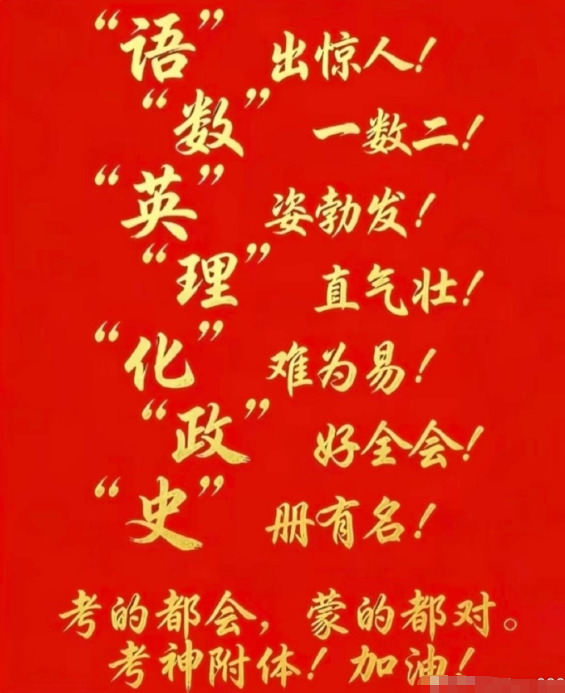 祝今明两天中考顺顺利利！超常发挥！梦想开花！