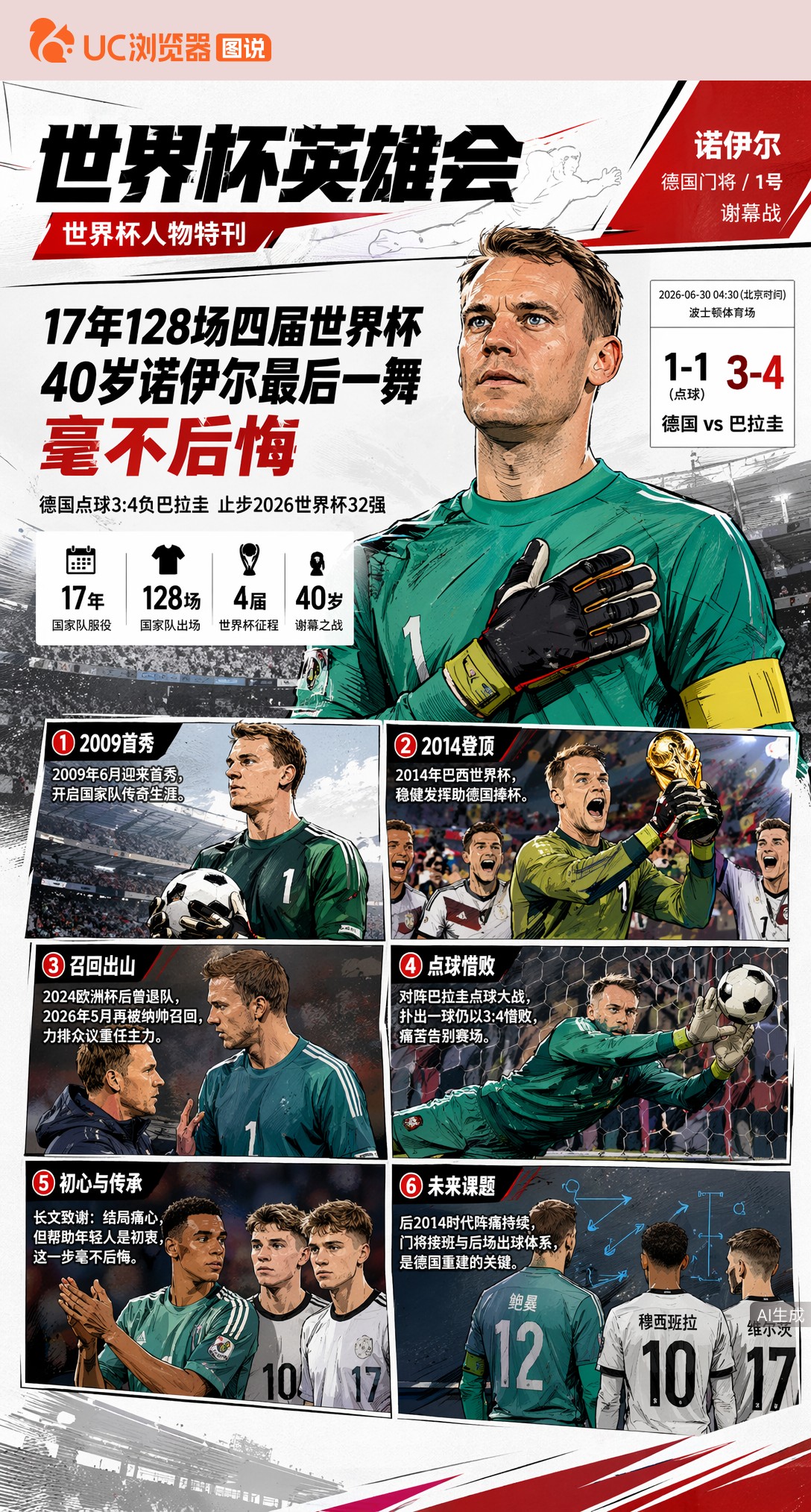 17年128场四届世界杯，40岁诺伊尔最后一舞毫不后悔