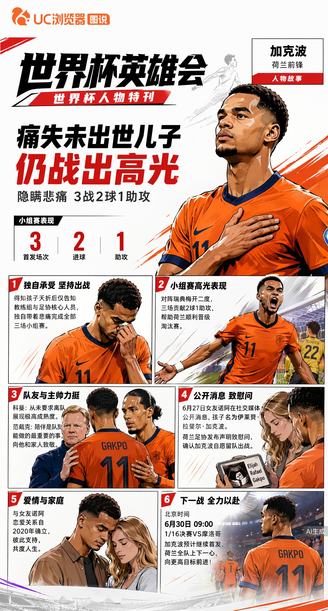 痛失未出世儿子仍首发！加克波隐瞒悲痛战世界杯1/16决赛