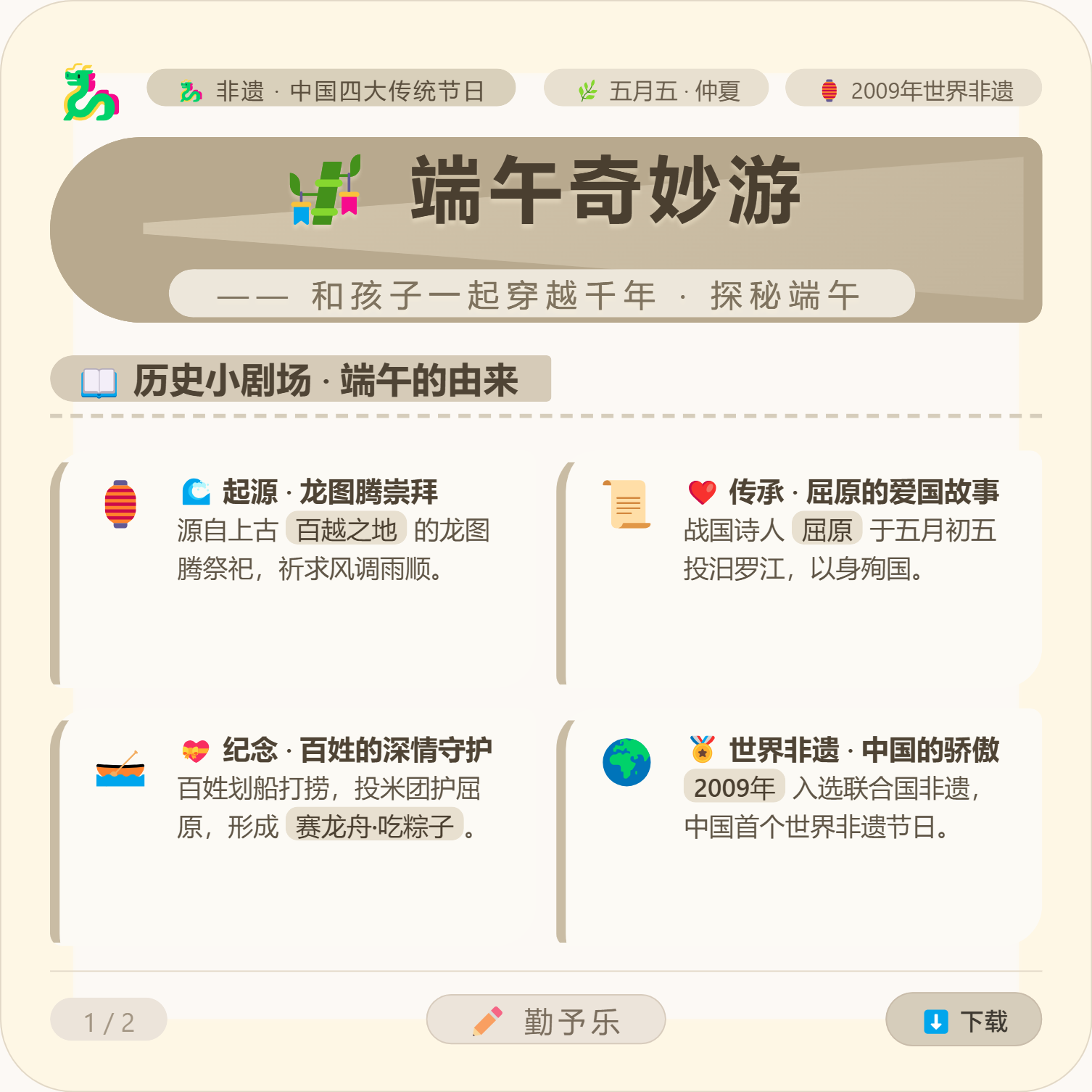 🎋 端午科普｜两张图带孩子读懂端午节