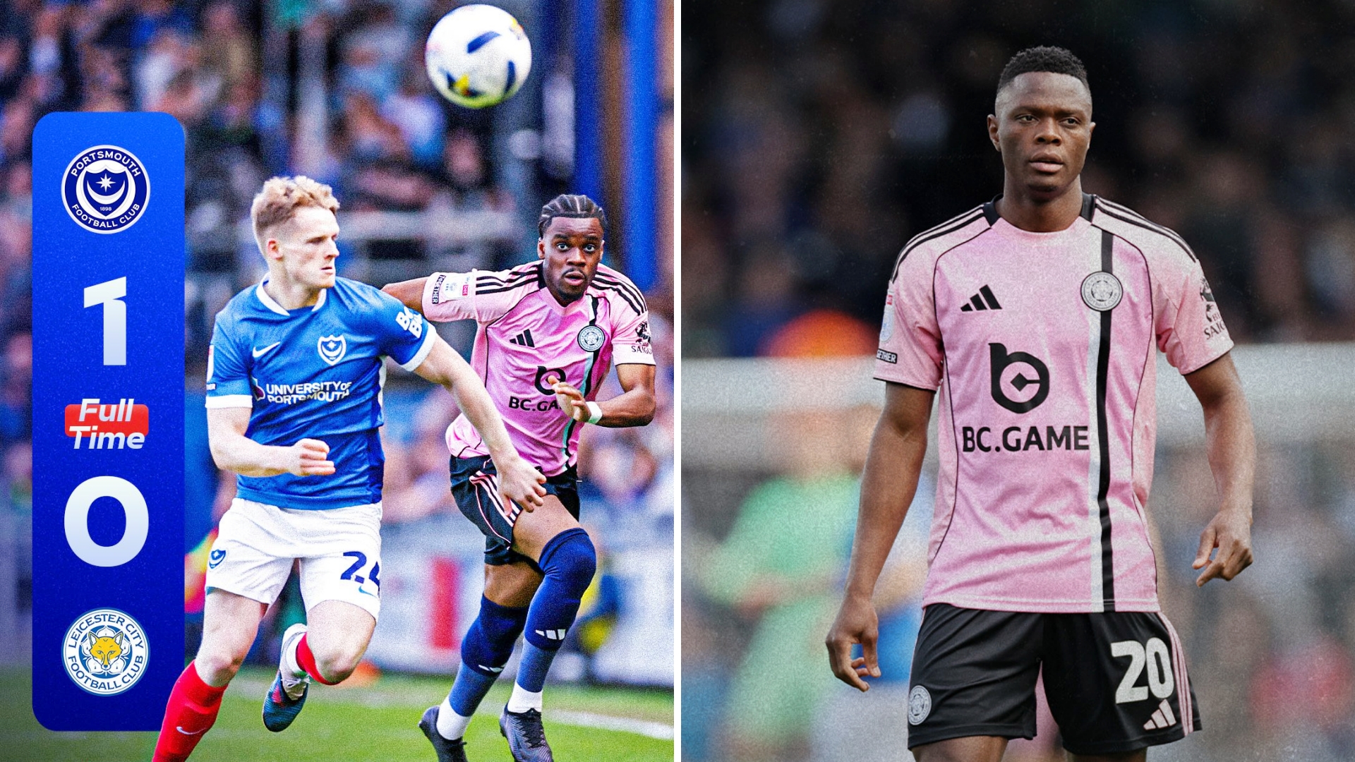 英冠：莱斯特城客场0-1负于朴茨茅斯，排名英冠倒数第二，保级仅剩理论可能。
如果