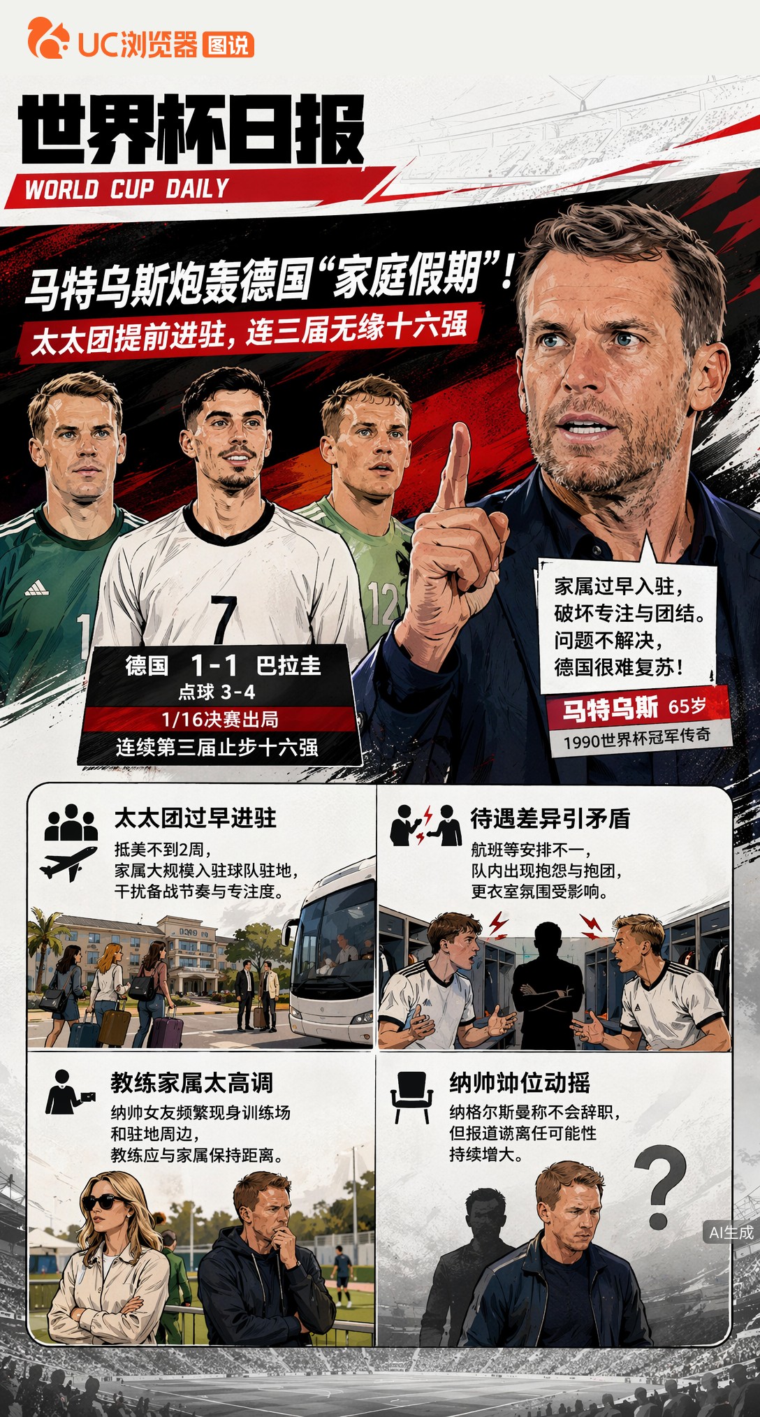马特乌斯炮轰德国"家庭假期"！太太团提前进驻，连三届无缘十六强