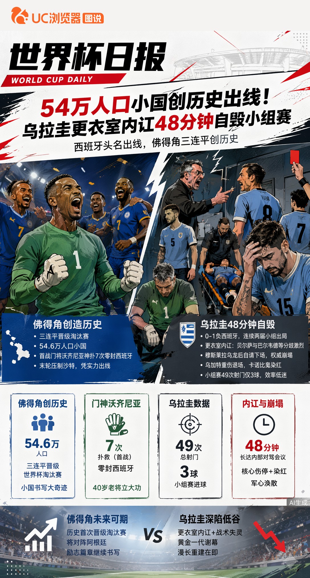 54万人口小国创历史出线！乌拉圭更衣室内讧48分钟自毁小组赛
