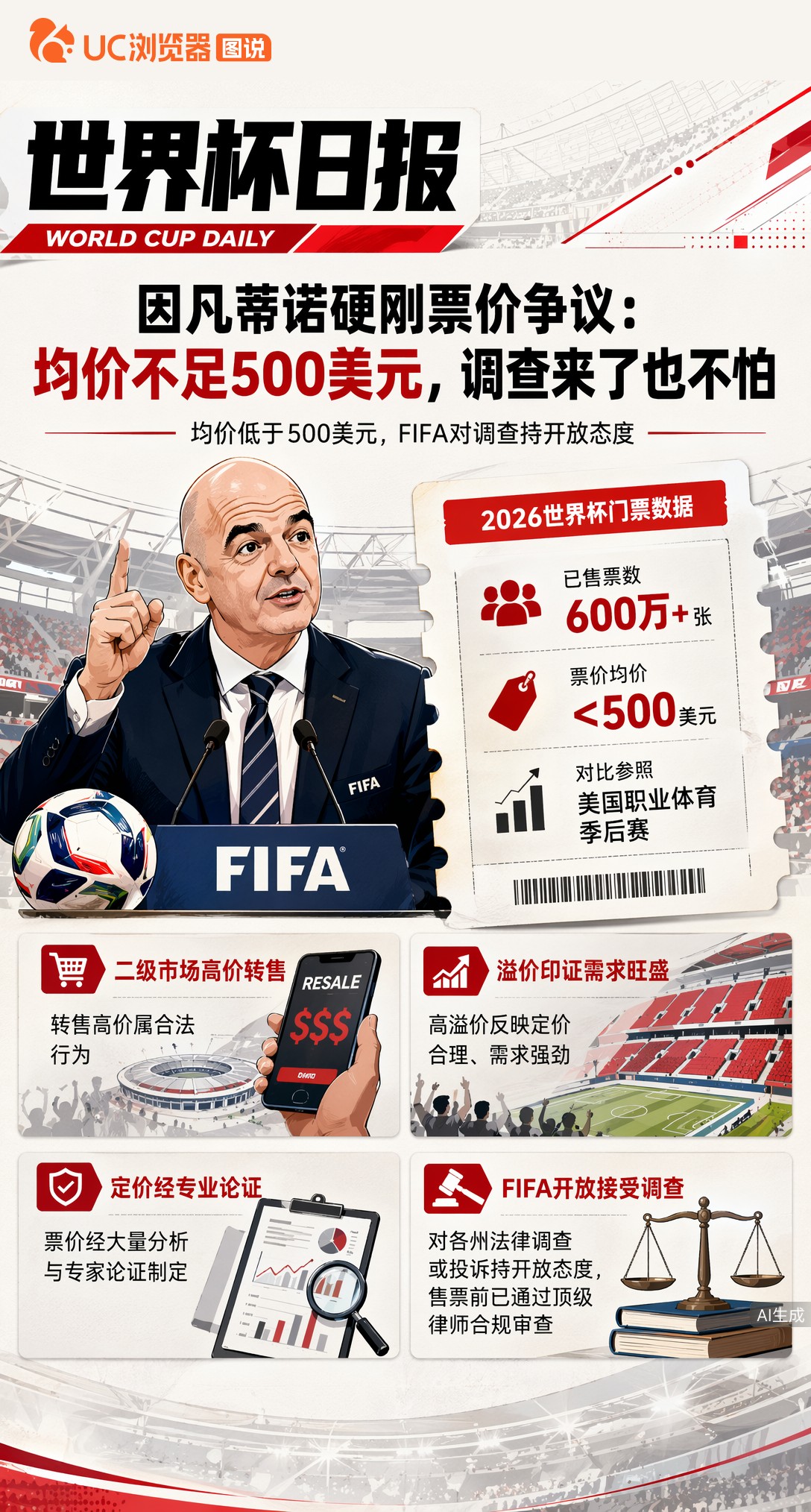 因凡蒂诺硬刚票价争议：均价不足500美元，调查来了也不怕