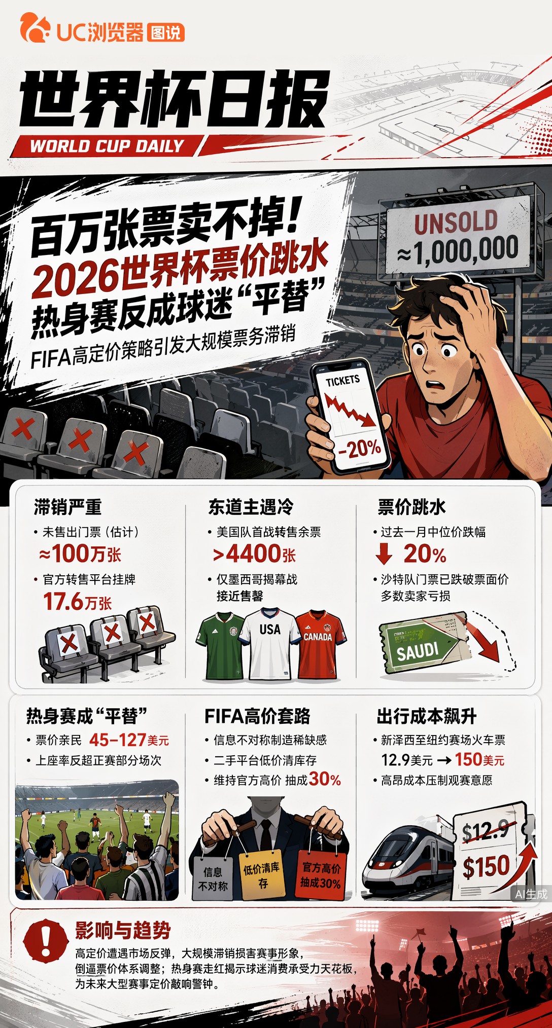 百万张票卖不掉！2026世界杯票价跳水，热身赛反成球迷"平替