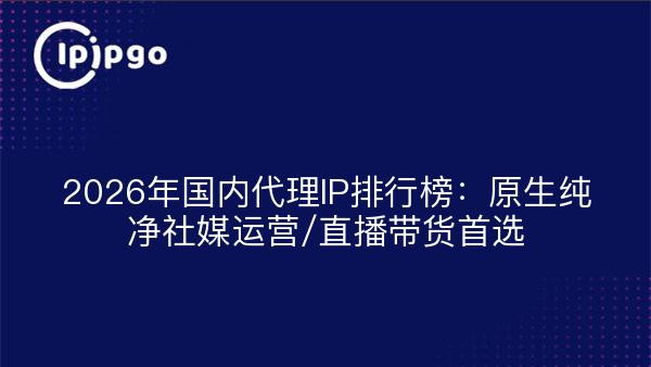 2026年国内代理IP排行榜：原生纯净社媒运营/直播带货首选