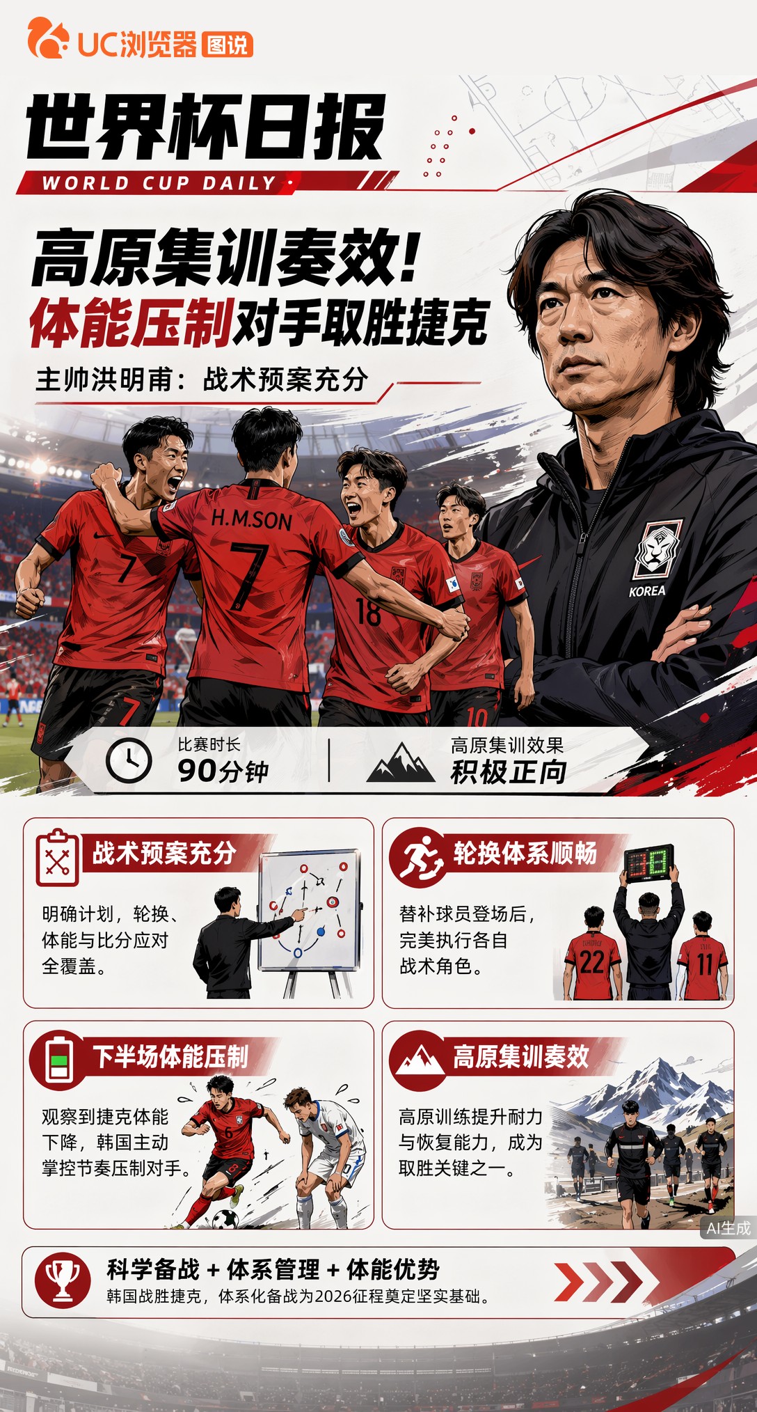 高原集训奏效！韩国主帅揭秘胜捷克关键：下半场体能压制对手
