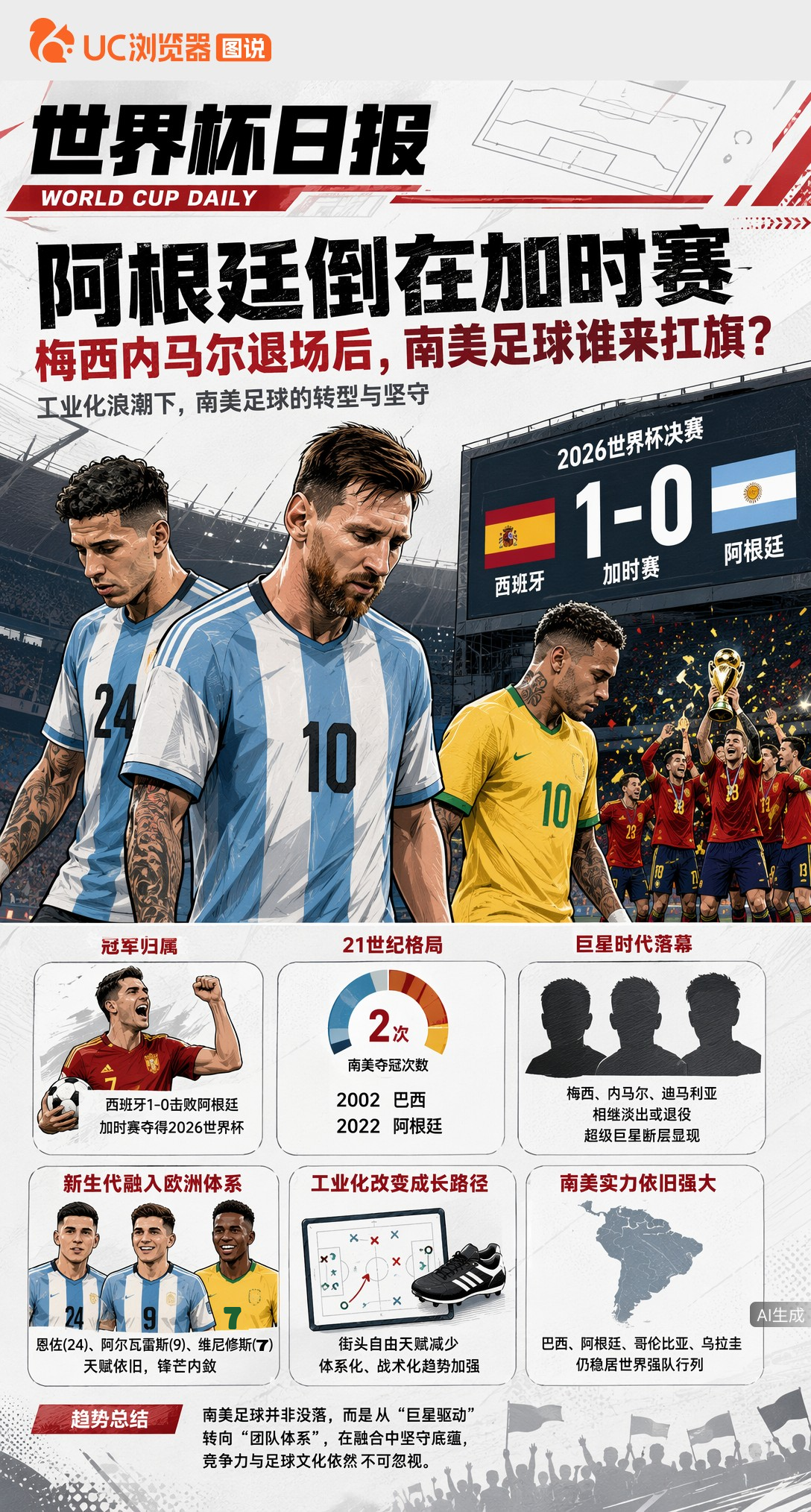阿根廷倒在加时赛，梅西内马尔退场后南美足球谁来扛旗？