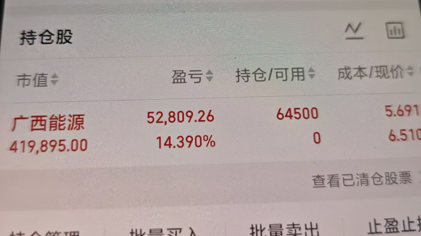 3月31日，低吸广西能源。