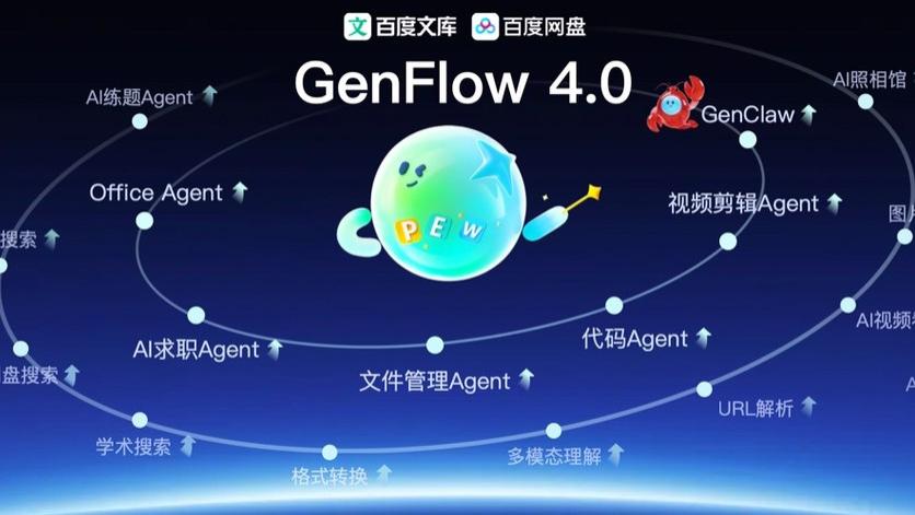 百度文库、网盘发布通用智能体GenFlow4.0：可一键部署OpenClaw