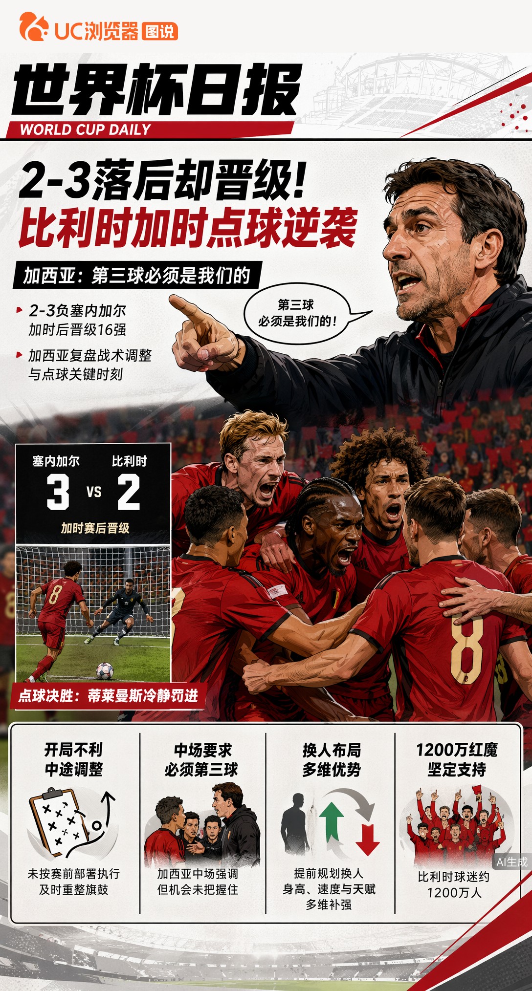 2-3落后却晋级！比利时加时点球逆袭，加西亚：第三球必须是我们的