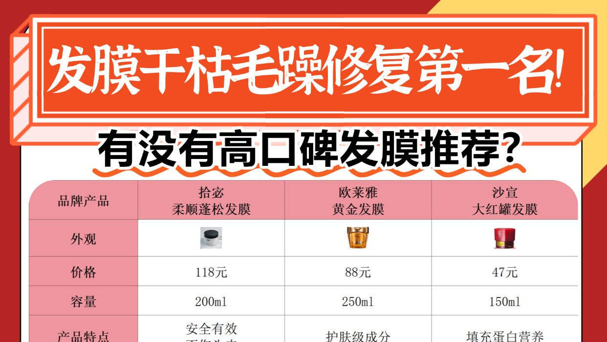 有没有高口碑发膜推荐？发膜干枯毛躁修复第一名！已排雷