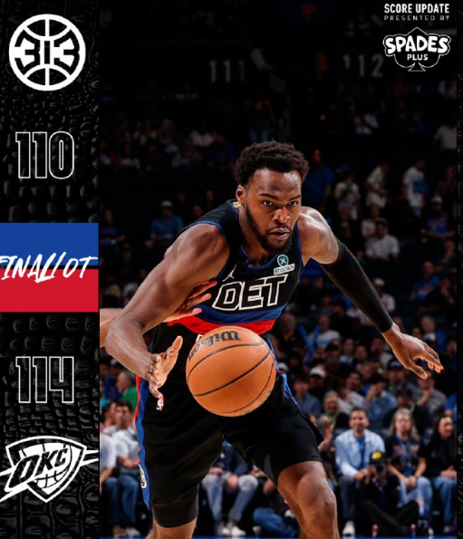 活塞这几乎让了一套首发还能咬住也是厉害

CC、邓罗、托哈、斯图、杜伦都没打，球