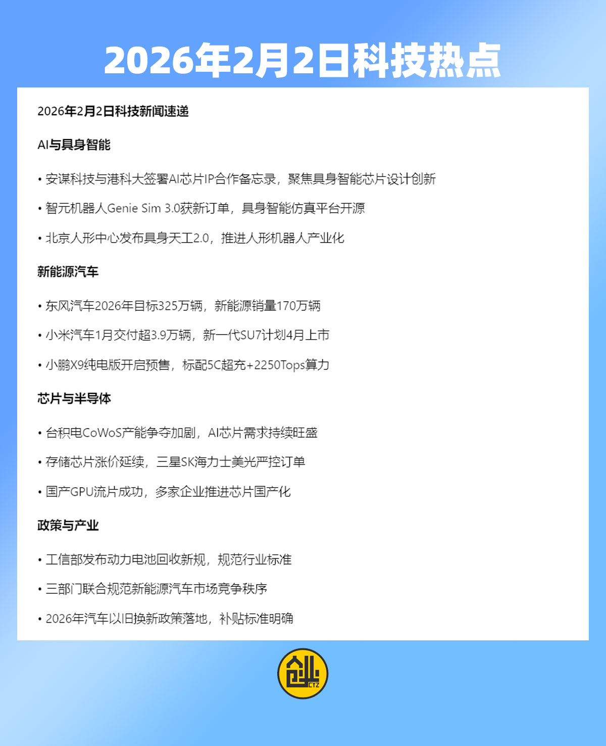 2026年2月2日科技新闻速递