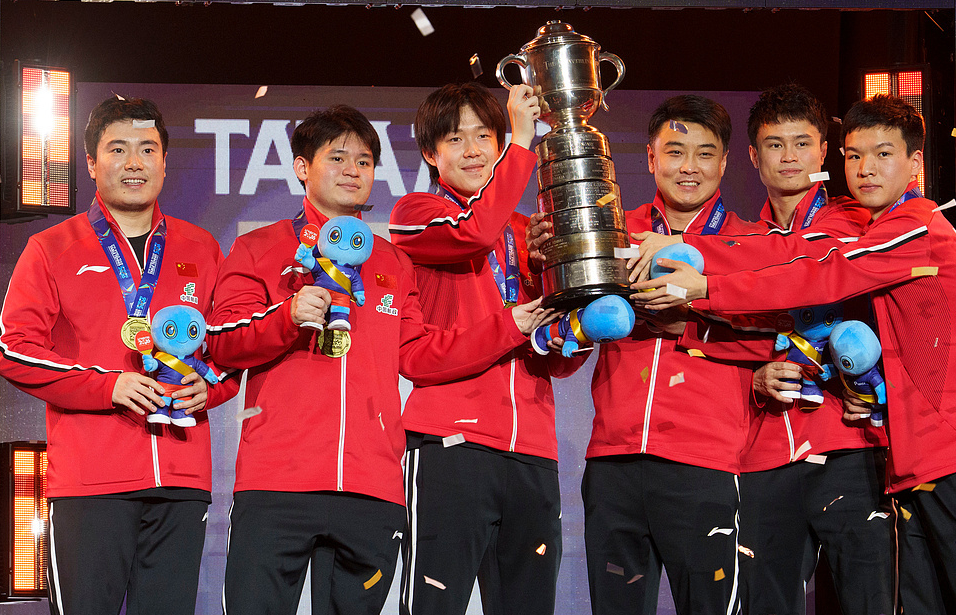 国乒男团3比0大胜日本中国队完成世乒赛男团12连冠，北京时间5月11日凌晨，20
