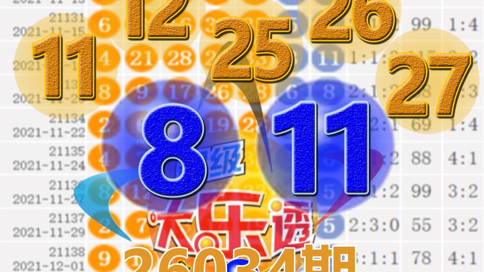 大乐透26034期开奖结果：前区三连25-26-27，后区8-11，6注一等奖