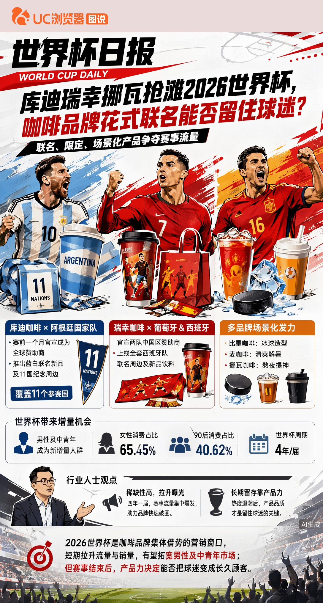 库迪瑞幸挪瓦抢滩2026世界杯，咖啡品牌花式联名能否留住球迷？