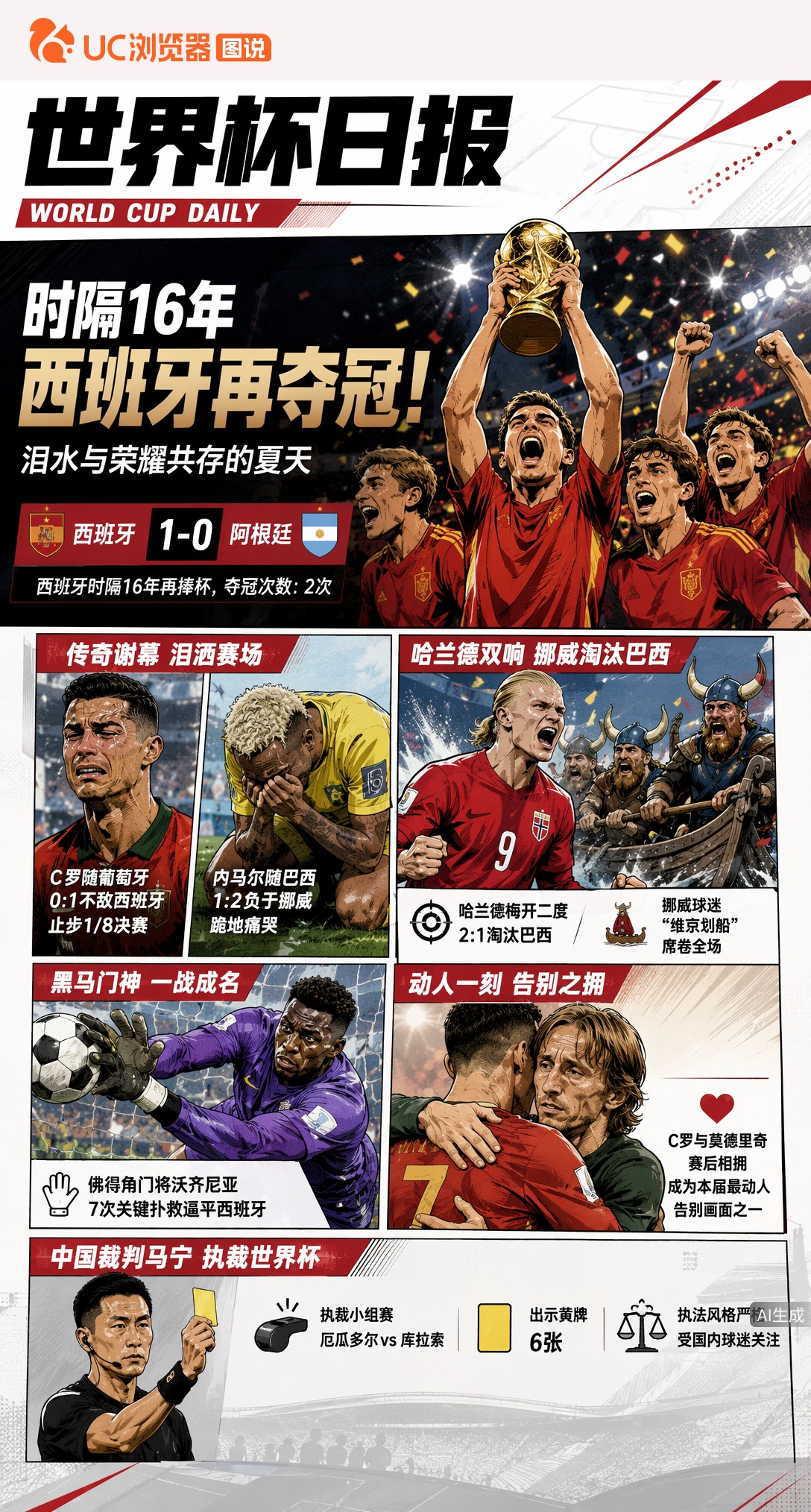 时隔16年西班牙再夺冠！哈兰德破门内马尔痛哭，名场面全在这