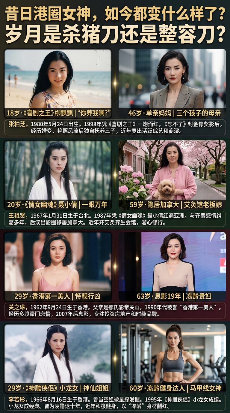 当年的港圈四大女神，如今怎么老成这样了，这谁还认得出来？

张柏芝46岁素颜曝光