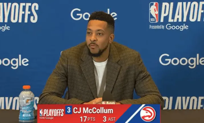 NBA季后赛东部首轮G4老鹰（2）98-114（2）不敌尼克斯。
赛后，CJ-麦