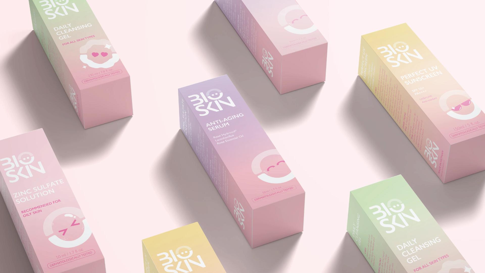 满屏的治愈感与少女感：花田色彩与樱花粉的护肤品包装设计