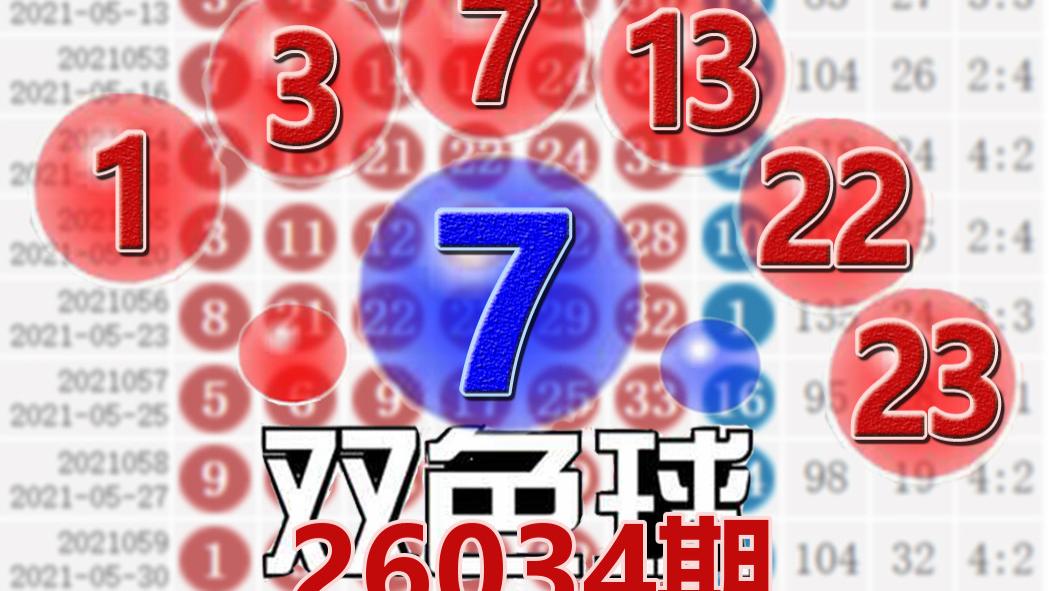 双色球26034期开奖结果：蓝球7，13注一等奖
