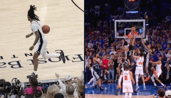 NBA总决赛赛后，美媒Underdog晒出两张图：
图1是文班G2致命失误将球传