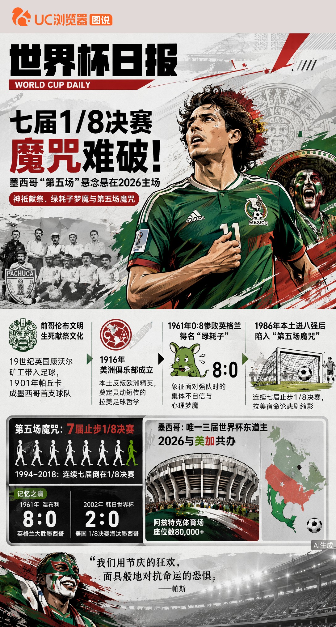 七届1/8决赛魔咒难破！墨西哥"第五场"悬念悬在2026主场