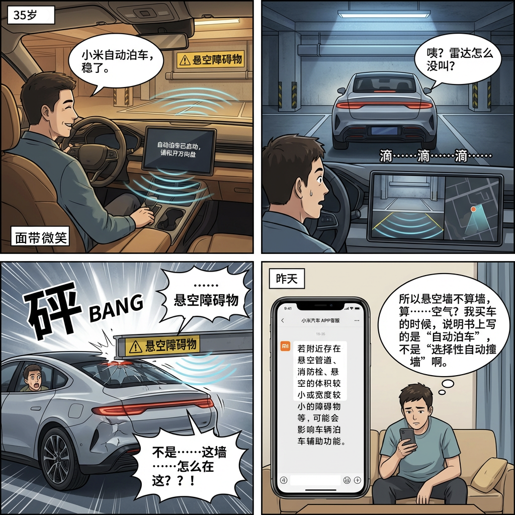 自动泊车撞悬空墙体，客服：体积较小的障碍物可能影响——车主：悬空墙算“小障碍物”