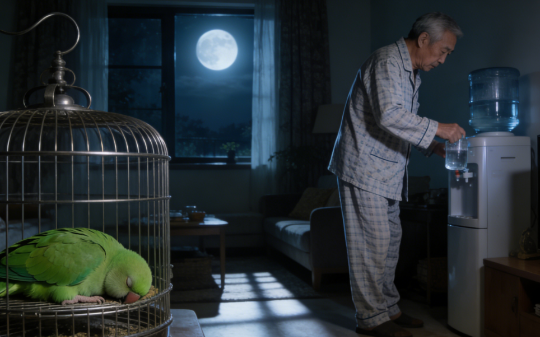 邻居突然出国让我帮他养鹦鹉，当天晚上我给鹦鹉喂粮时，它突然开口了：救命，并叼来一物，看清后我吓傻了