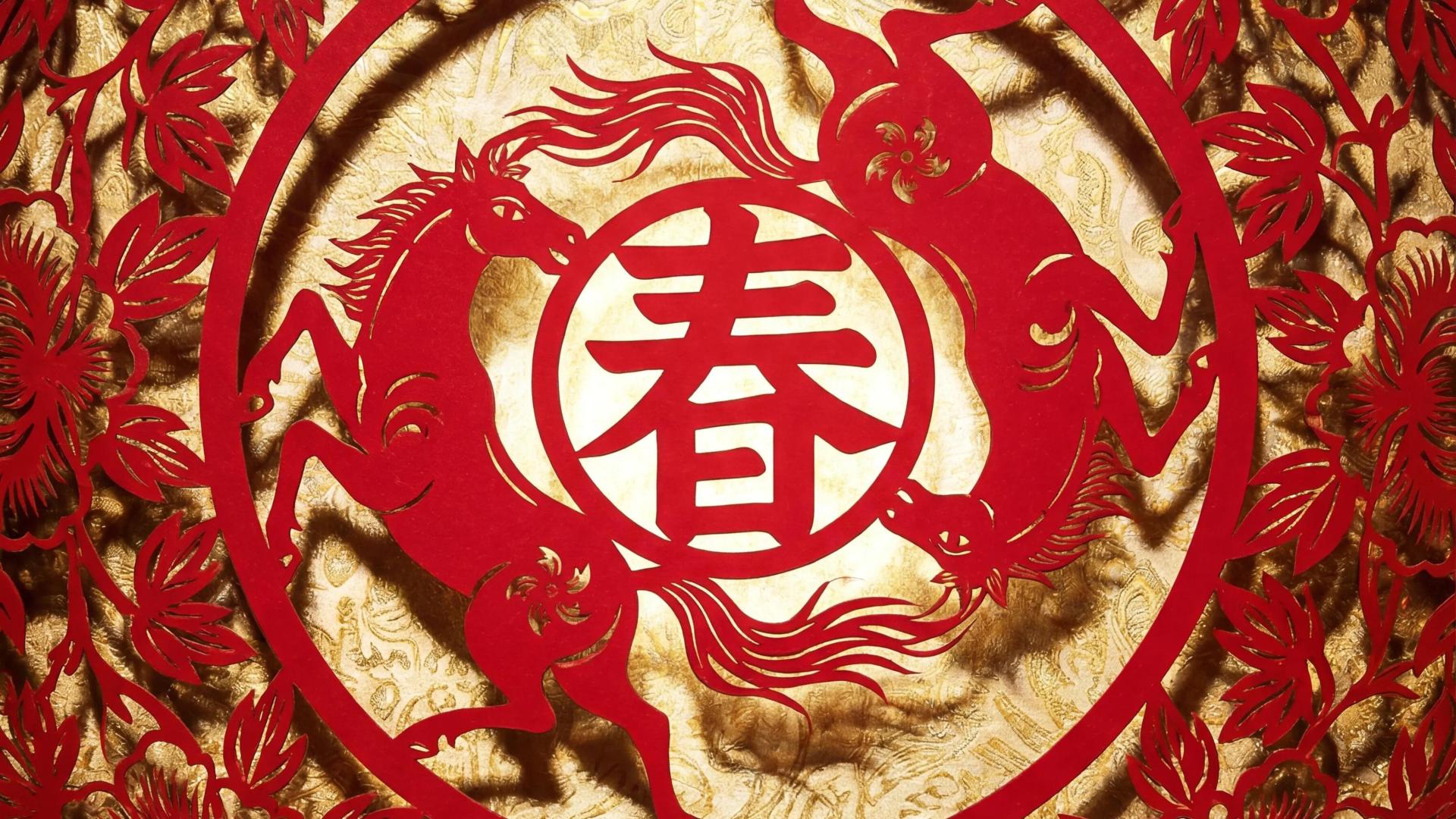 马年新春剪纸素材