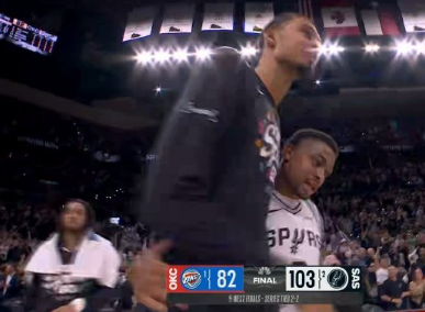 2026年NBA西部决赛第四场（G4）今日落幕
马刺主场103-82大胜雷霆，将