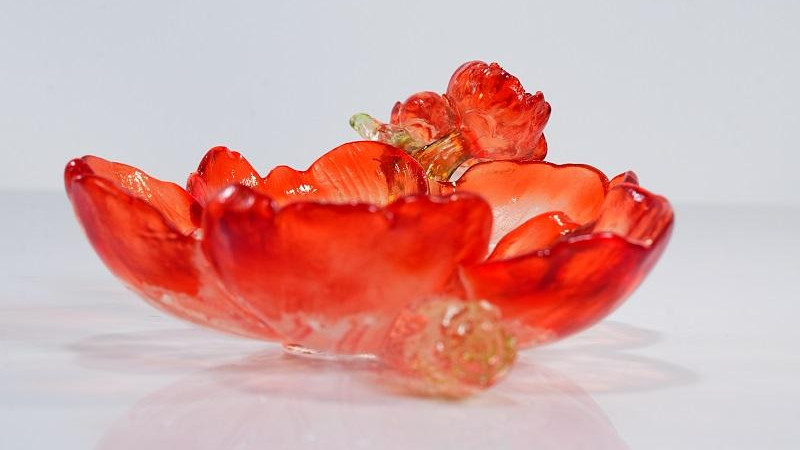 古法琉璃桃花缘杯垫：一器藏韵，藏尽东方雅致