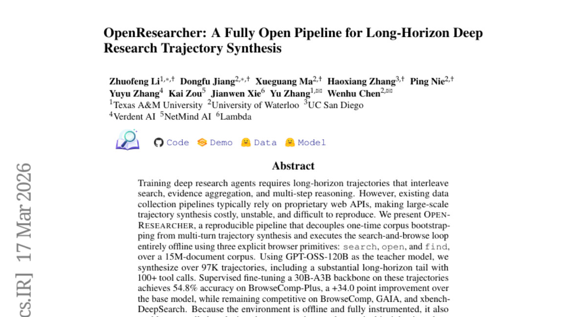 德州农工大学等团队首次实现深度研究智能体的完全开源训练