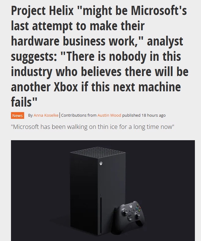 分析师称“Project Helix或将是微软Xbox重回正轨的最后一舞”

据