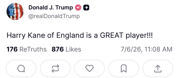 英格兰3-2击败墨西哥晋级8强！凯恩赛后声音沙哑，获特朗普称赞！
 
因为他是队