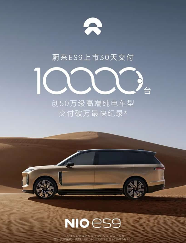 蔚来ES9一万台交付，难道也开始要画趋势图了？
蔚来旗舰车型ES9完成了第一万台