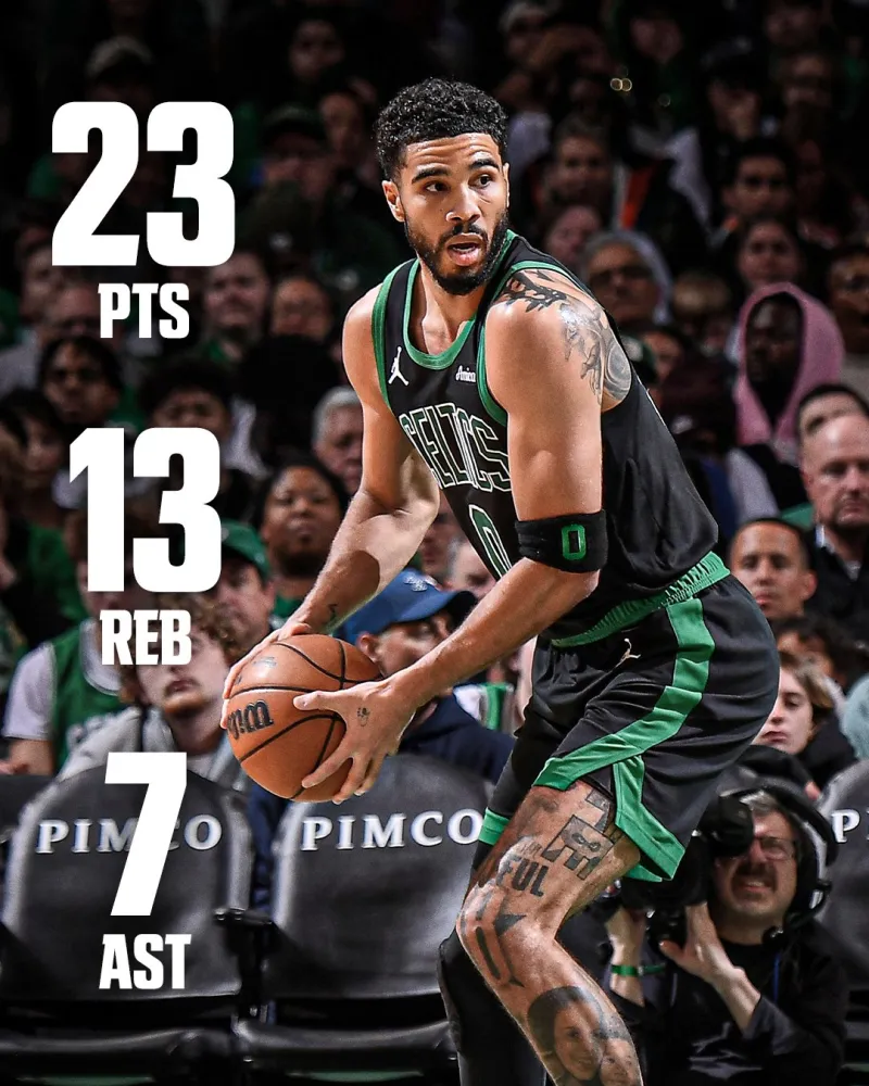 NBA常规赛凯尔特人以115-101轻取猛龙

凯尔特人球员杰森-塔图姆本场比赛