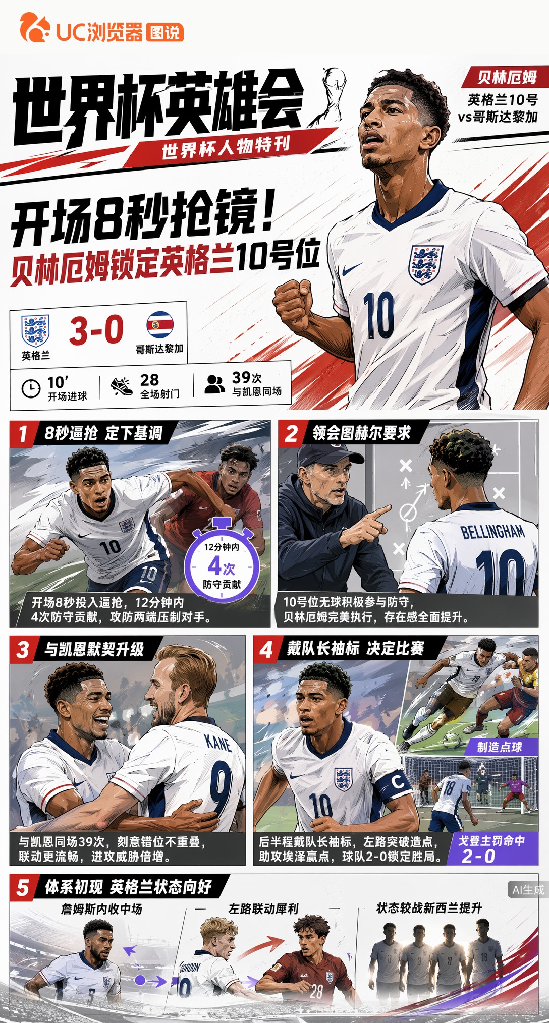 开场8秒抢镜！贝林厄姆力压罗杰斯，英格兰10号首发悬念终结