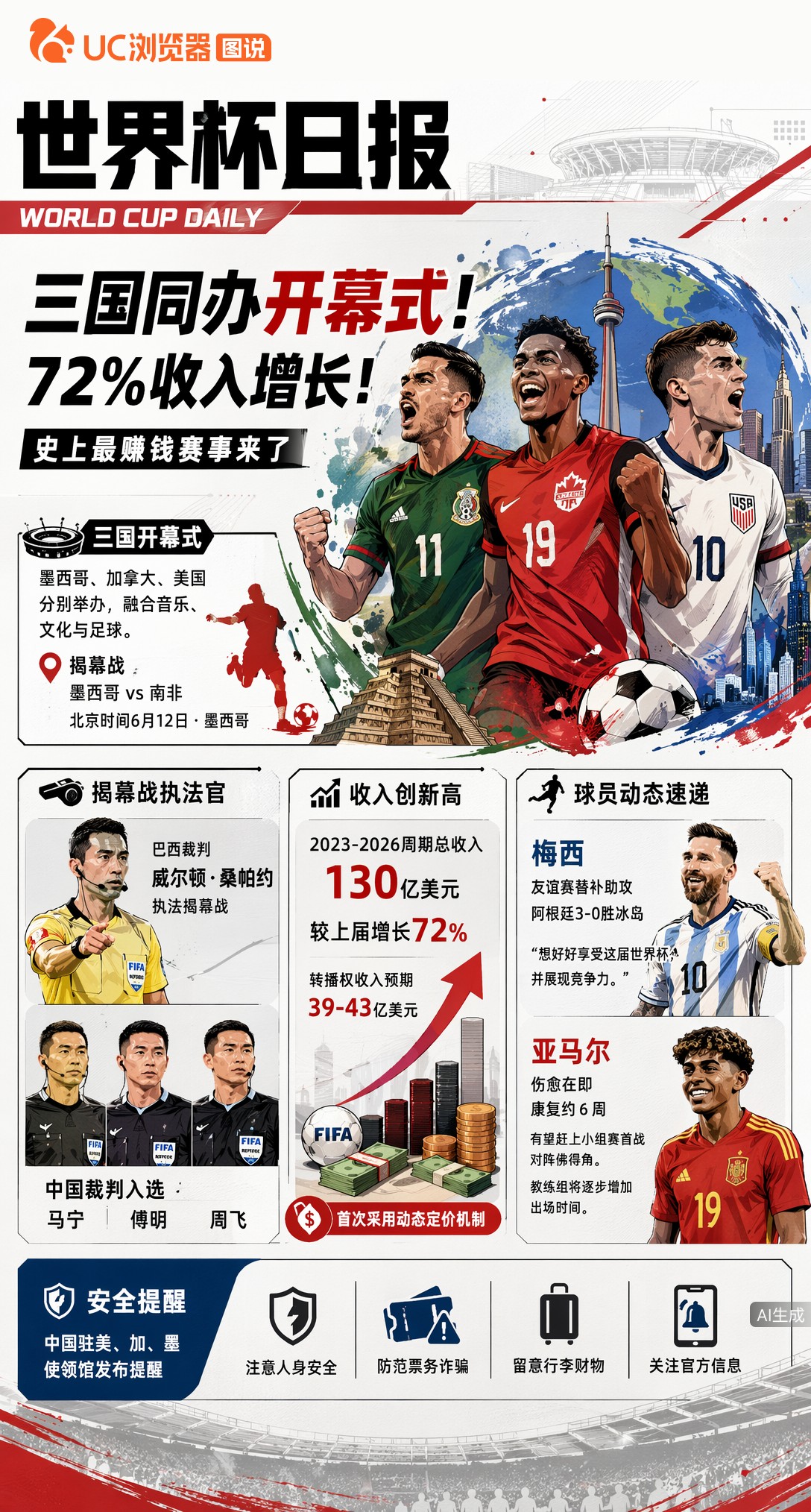 三国同办开幕式！美加墨世界杯72%收入增长，史上最赚钱赛事来了