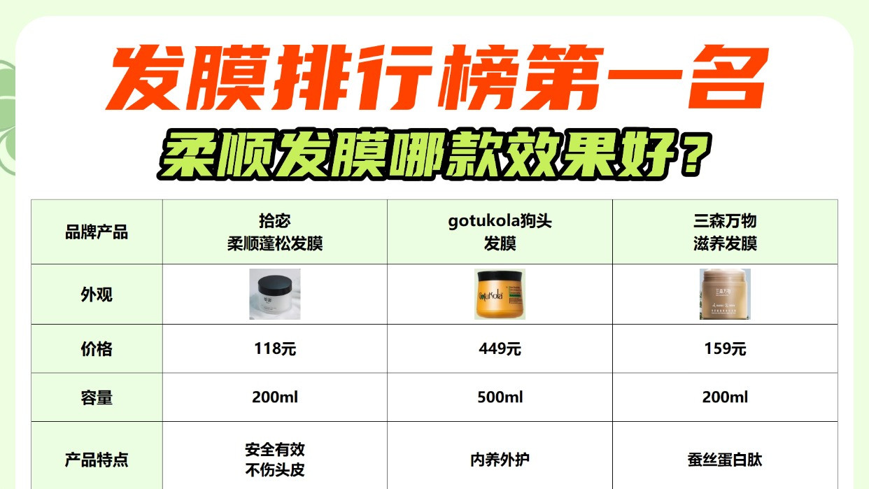 柔顺发膜哪款效果好？发膜排行榜第一名！花小钱办大事