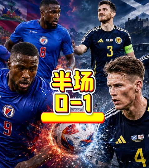 半场比分0-1，射门比8-7，海地看似不落下风，实则被苏格兰的高效打法完全克制。
